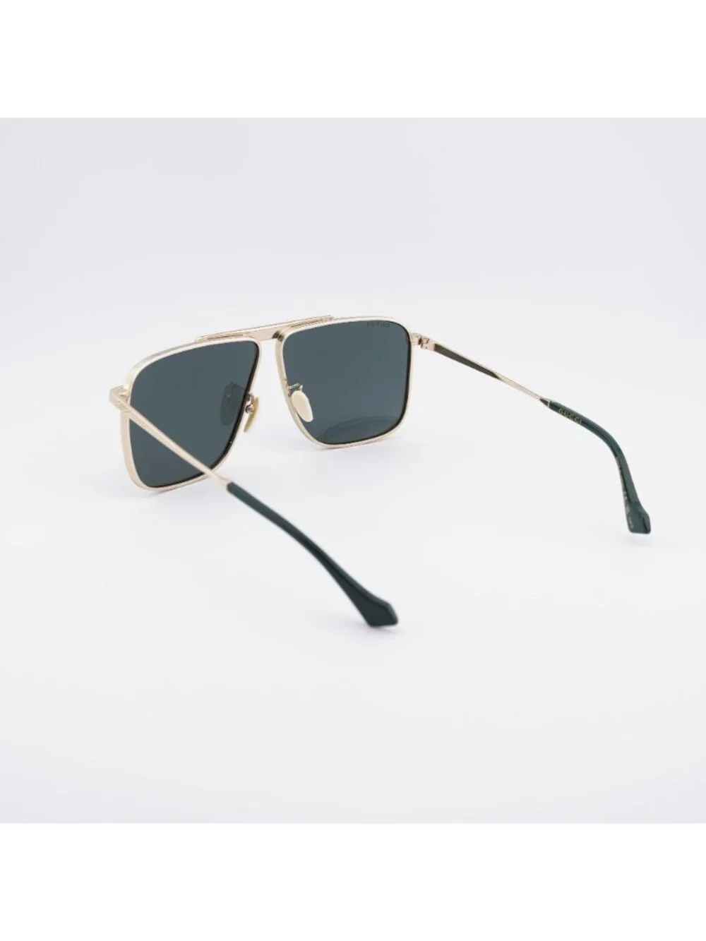 Gucci GG0840S 002 Sunglasses Gold Aviator Frame, Green Lenses